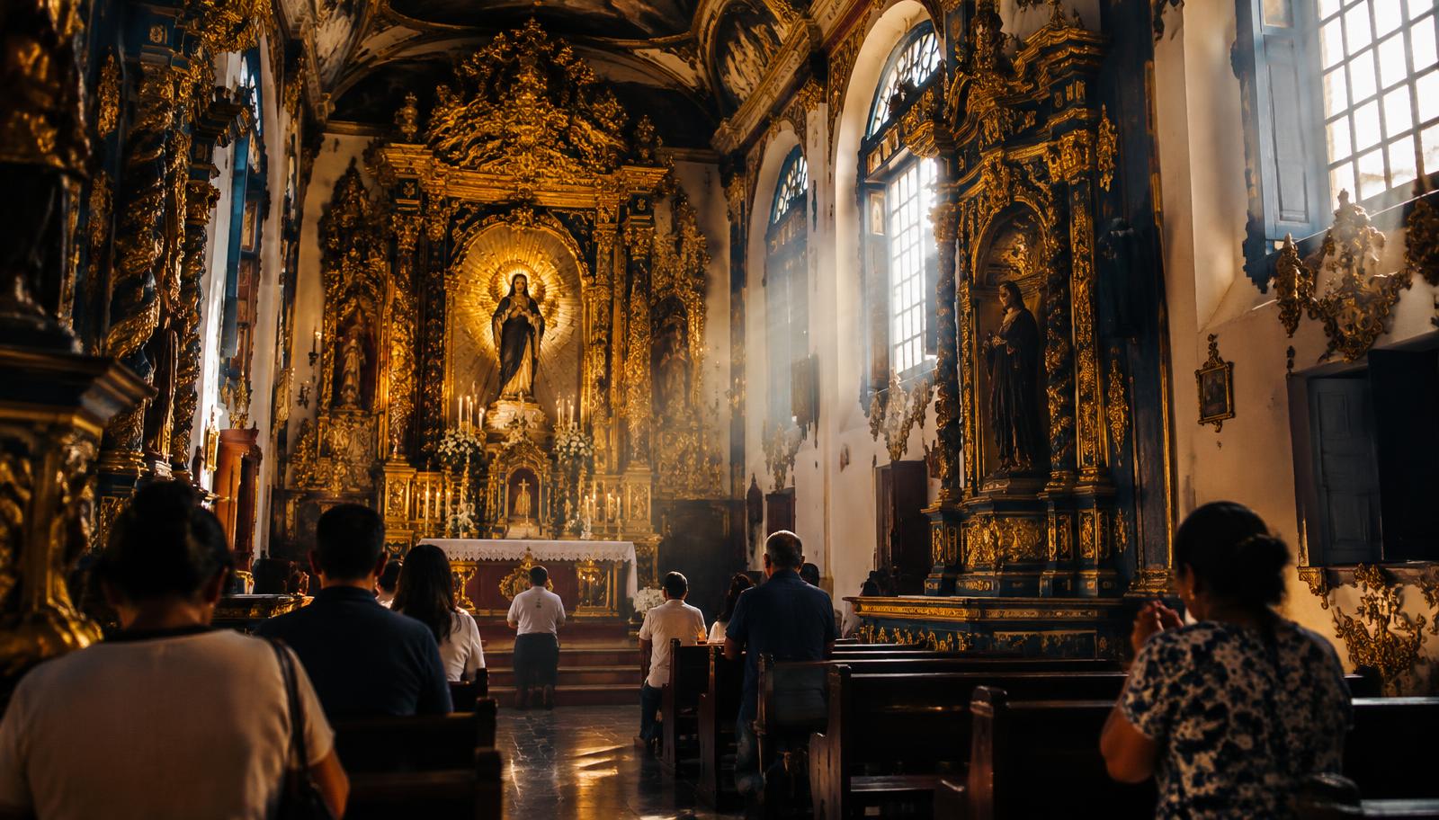 Ilustração dos santos brasileiros canonizados, incluindo Santa Dulce dos Pobres, São José de Anchieta e Santo Antônio de Sant'Ana Galvão